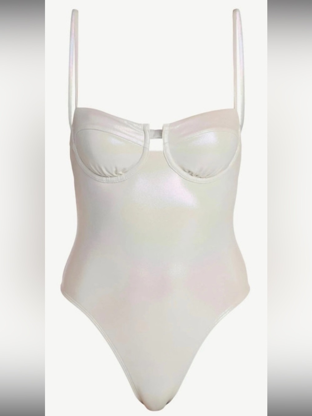 No Boundaries Iridescent Pearl White Bandeau Bodysuit